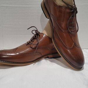 Stacy Adams Dunbar wingtip Oxford Mens 7M shoes lace up brown cognac NWOT